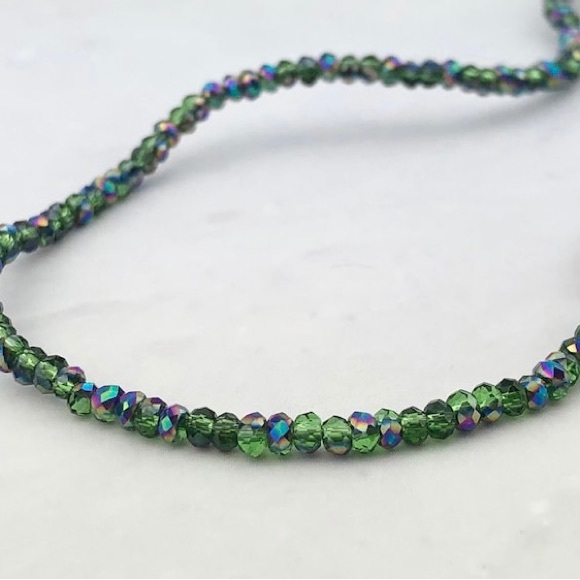 190pcs (Approx.) ( 1 Strand) Green Glass Beads - Crystal Spacer Beads - Picture 3 of 6